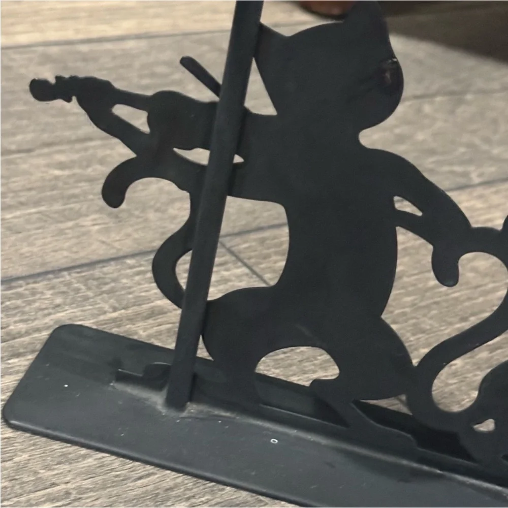 Vintage jazz black cats playing jazz candlestick holder